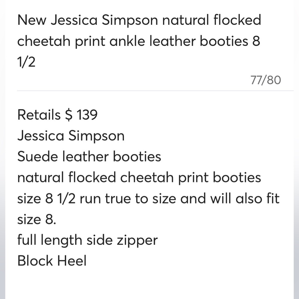 New Jessica Simpson, suede leather cheetah print ankle booties, 8 1/2 - Picture 13 of 14